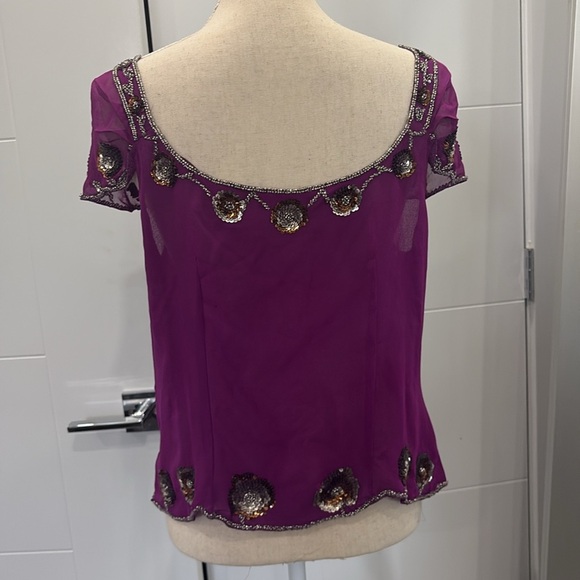 RARE Purple embellished 100% Silk Top - Picture 7 of 12